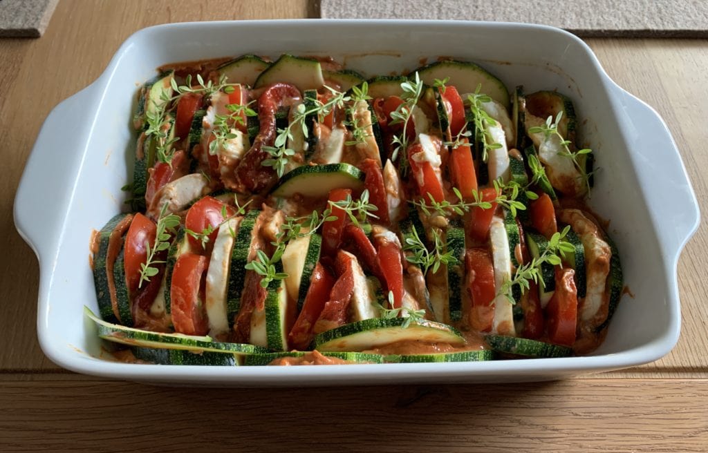 Grillbeilage - Tomaten Zucchini Auflauf mit Mozzarella - LB79